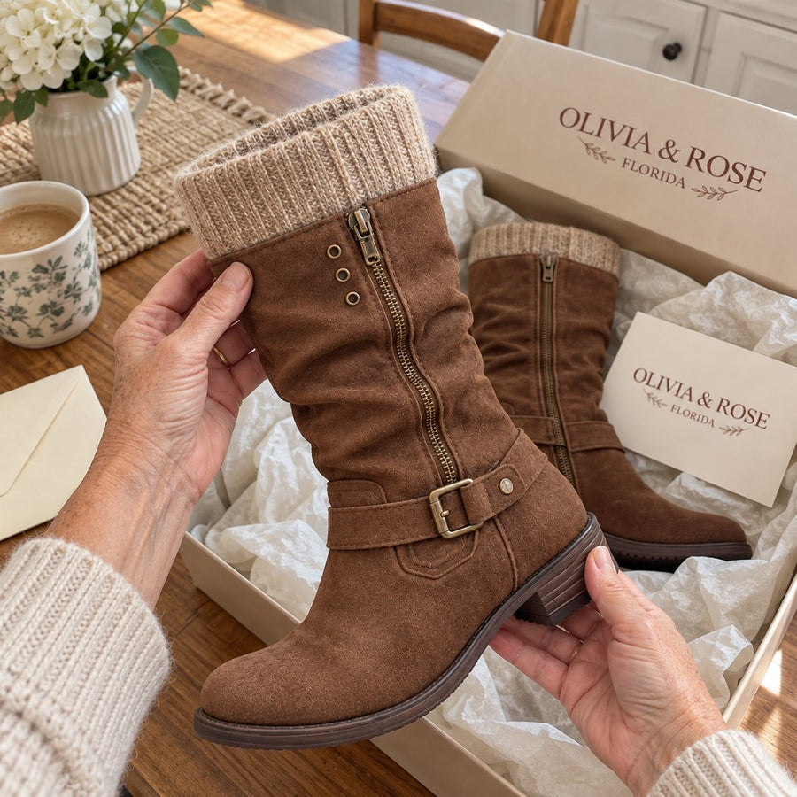 Unboxing the Bonnie boots at the kitchen table