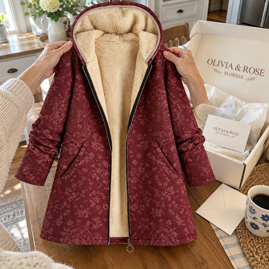 Unboxing the Rosemary coat at the kitchen table