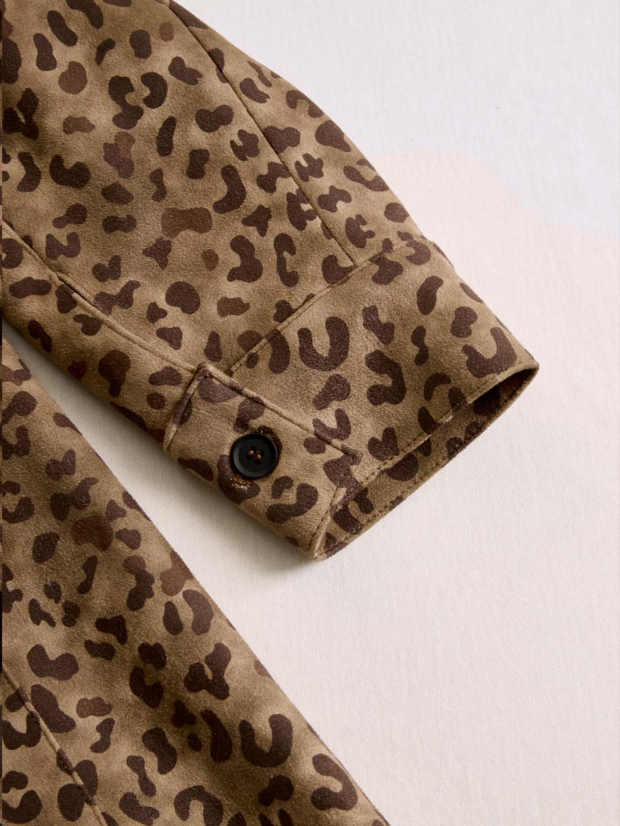 Vintage Leopard Print Eco-suede Jacket