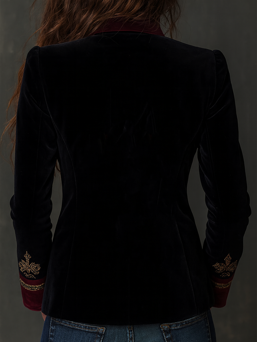 Vintage Baroque Embroidered Velvet Blazer
