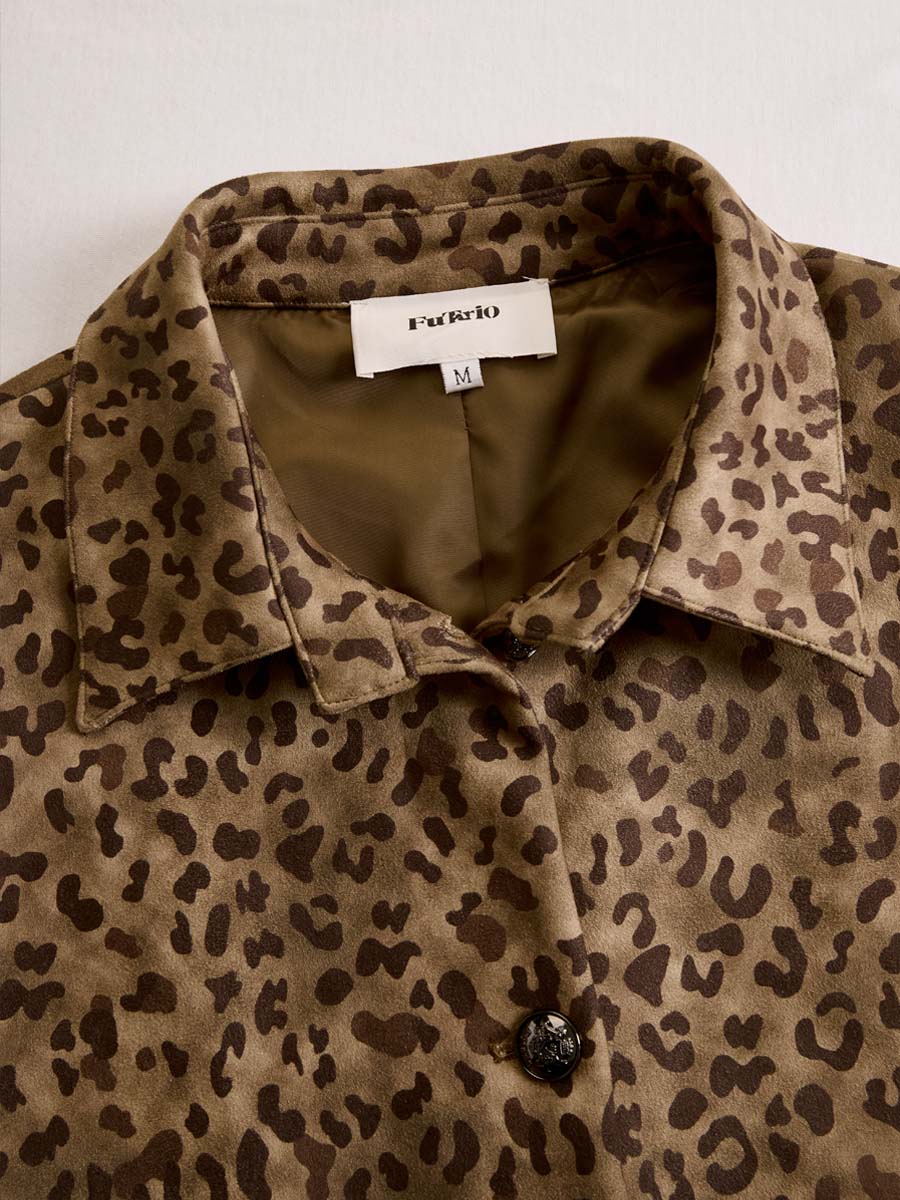 Vintage Leopard Print Eco-suede Jacket