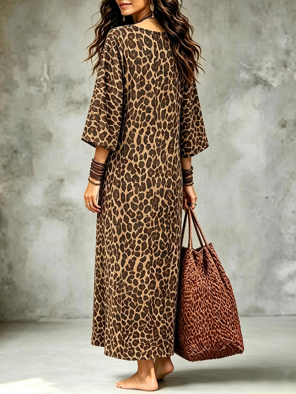 Odalys | Leopard Print Boho Maxi Dress