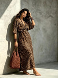 Odalys | Leopard Print Boho Maxi Dress