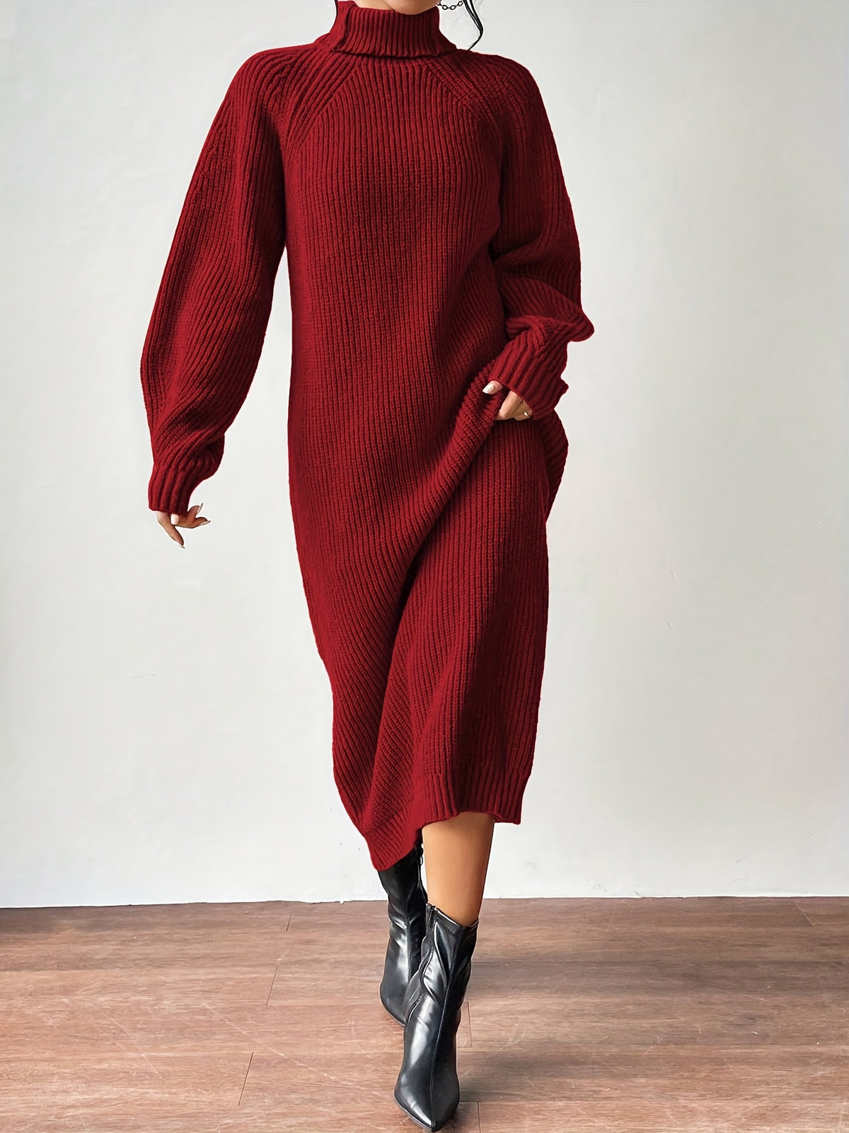 Liora | High-Neck Knit Midi Dress