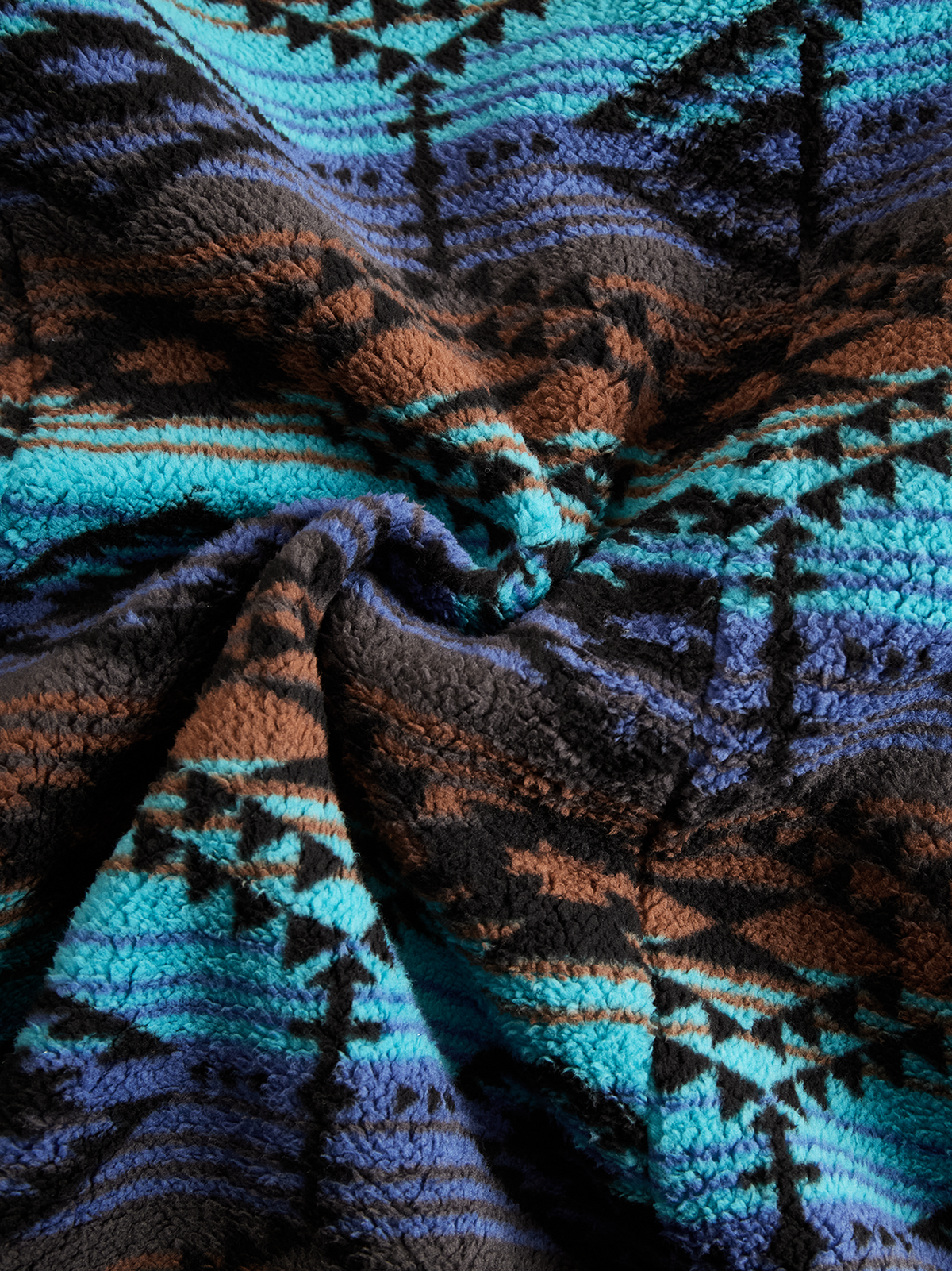 Retro Boho Longline Tribal Print Wool Long  Coat
