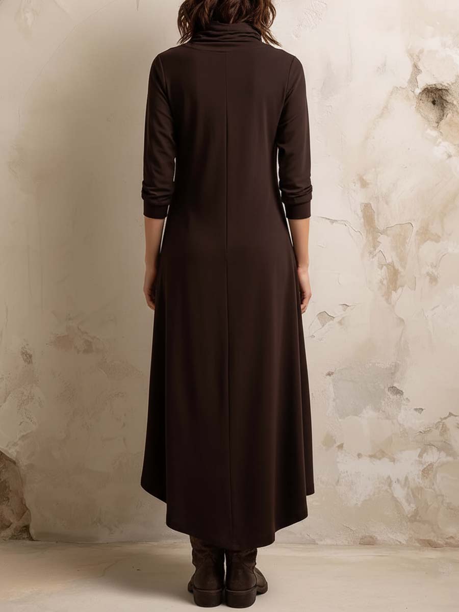 Boho-Inspired Midi Dress With Side Button Placket