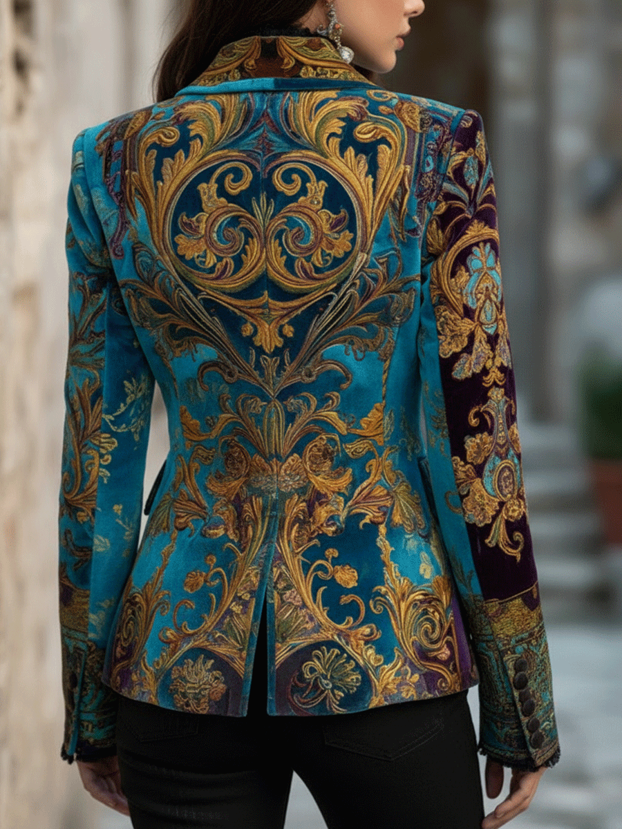 Luxury Bohemian Baroque Velvet Tailored Blazer
