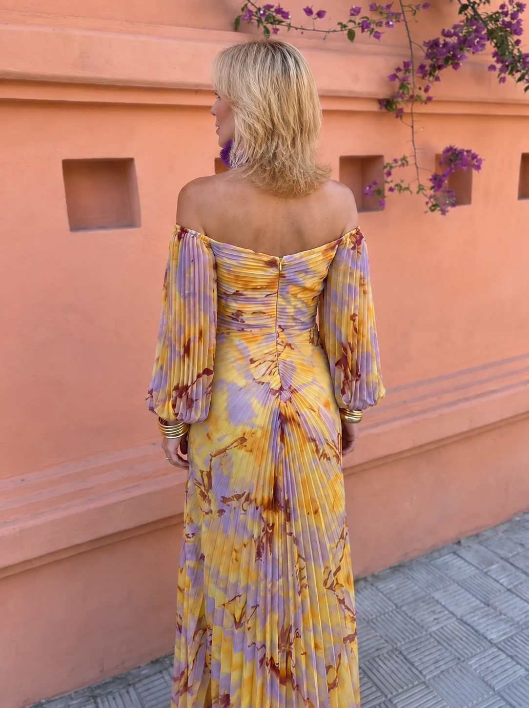 Greta | Long Floral Dress with a Deep Neckline