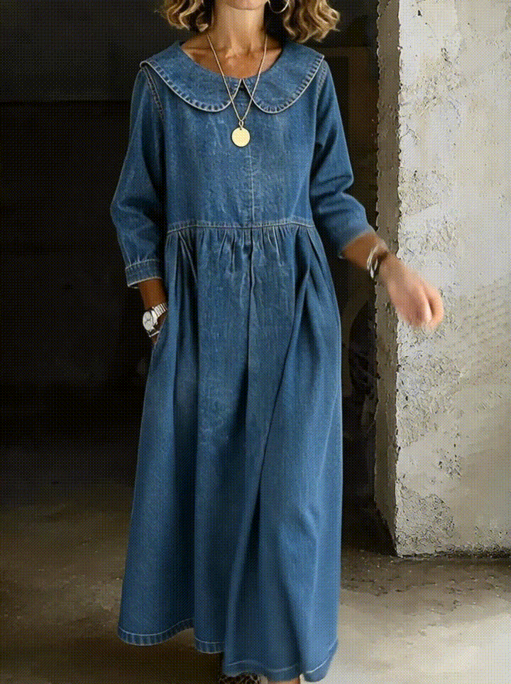 Hazel | Peter Pan Collar Denim Dress