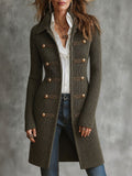 Military Style Ribbed Knit Longline Cardigan With Braided Button Trim