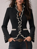 Midnight Nomad Ruffle-Trim Blazer