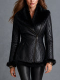 Midnight Nomad Fur-Trim Moto Jacket