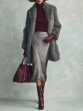 Quiet Luxury Straight-cut Faux Mink Fleece Lapel Mid-length Coat