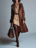 Women's Faux Shearling Trim Leather Trench Coat