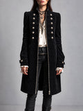 Noir Nomad Pinstripe Military Coat