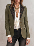 Olive Nomad Lace-Lapel Blazer