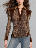 Cocoa Nomad Leopard Velvet-Trim Top