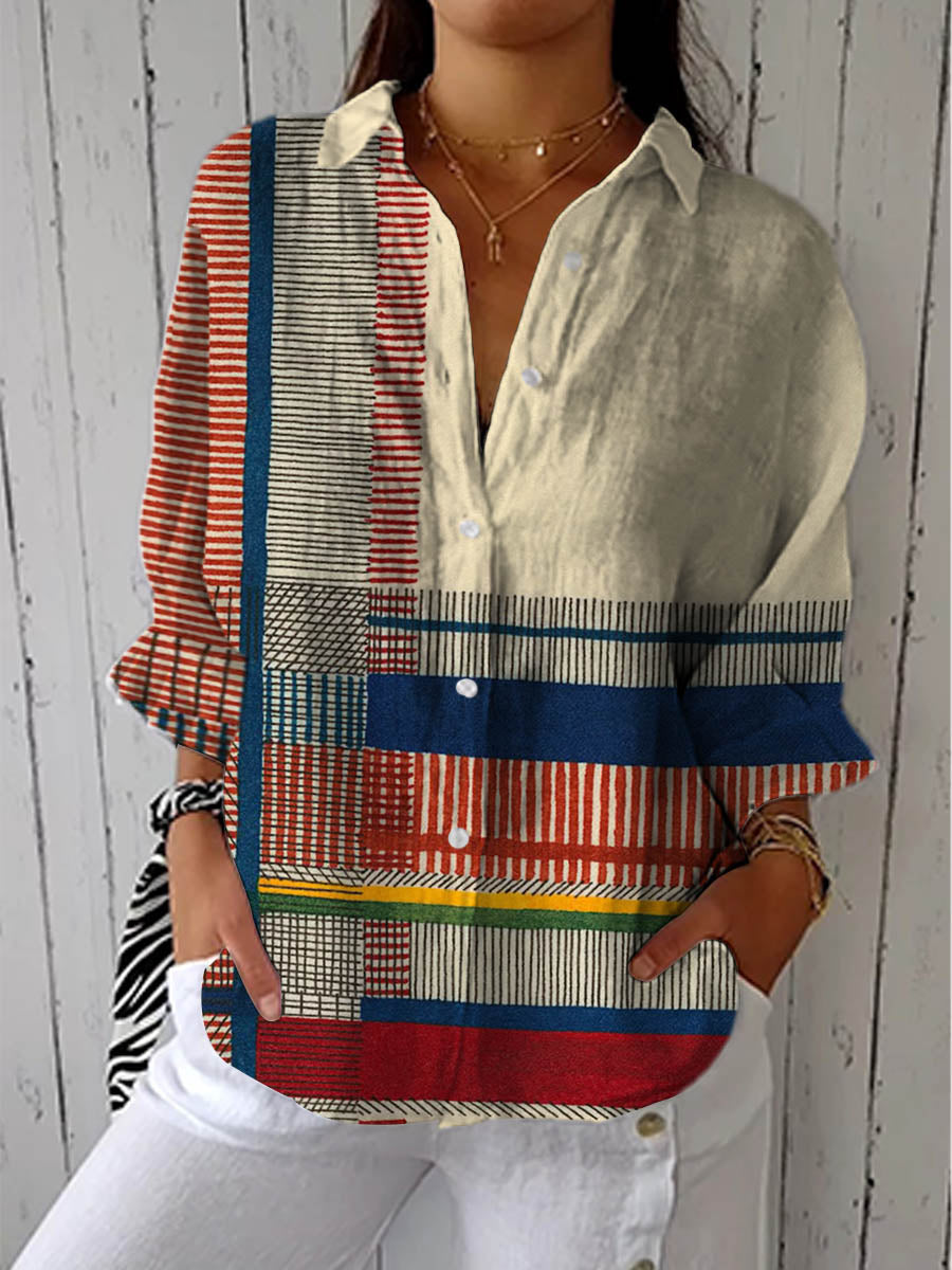 Catherine – Stripe Patchwork Blouse