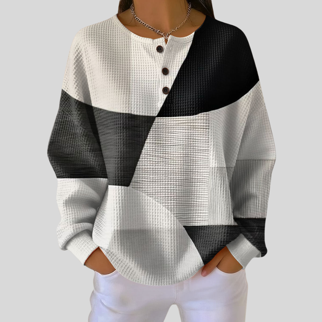 Rieneke | Waffle Knit Henley Sweater