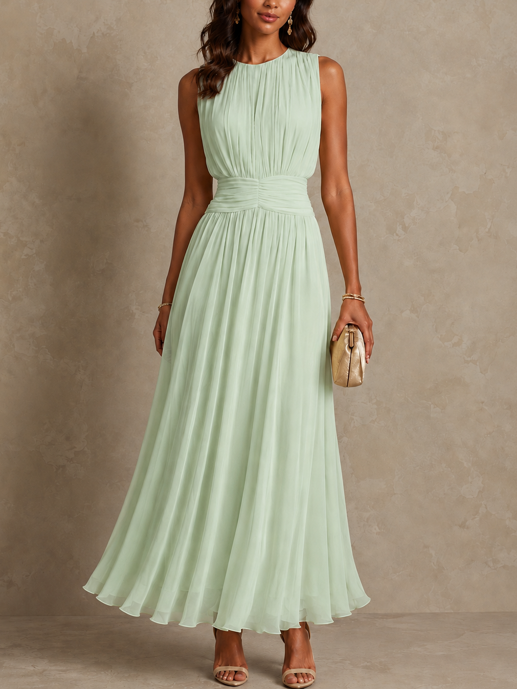 Iselle | Ruched Waist Maxi Dress