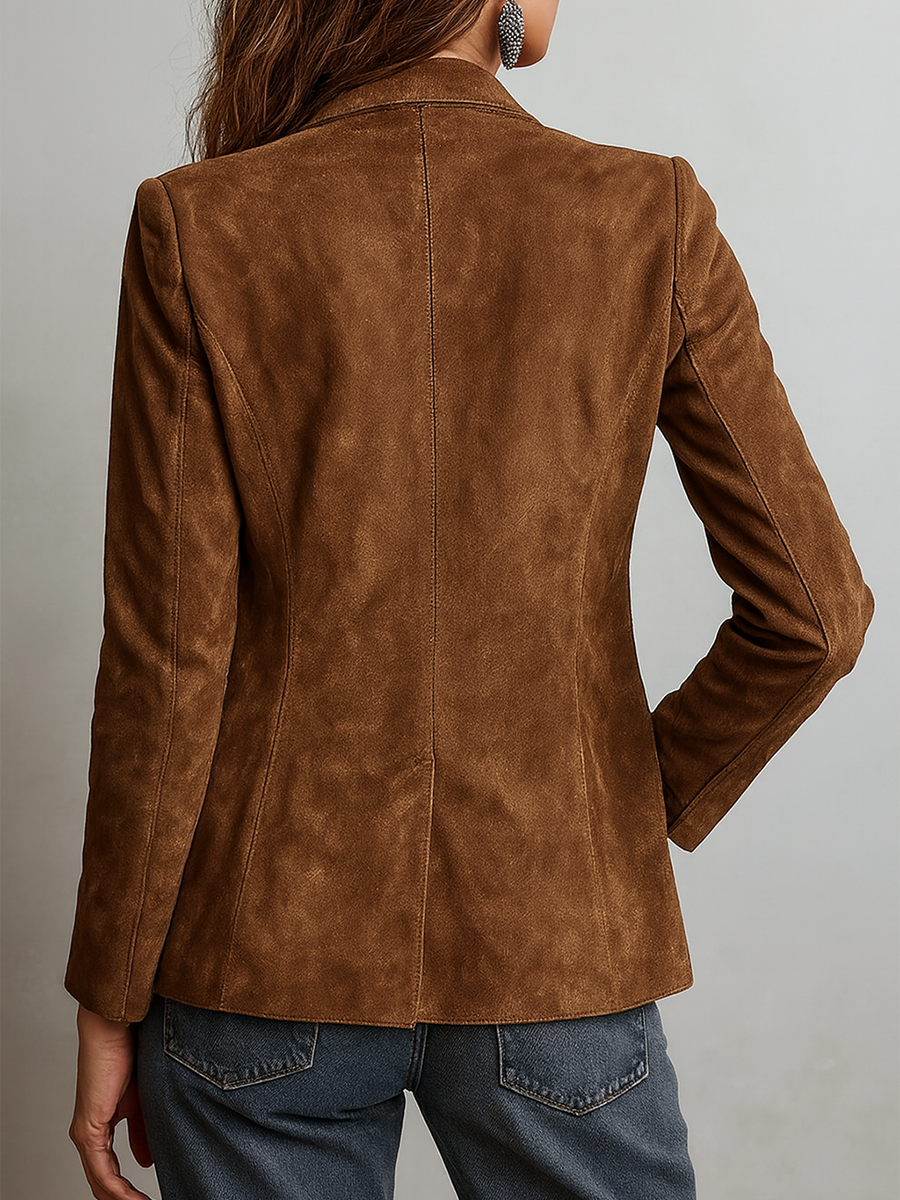 Retro Contrast Stitching Eco-friendly Suede Jacket