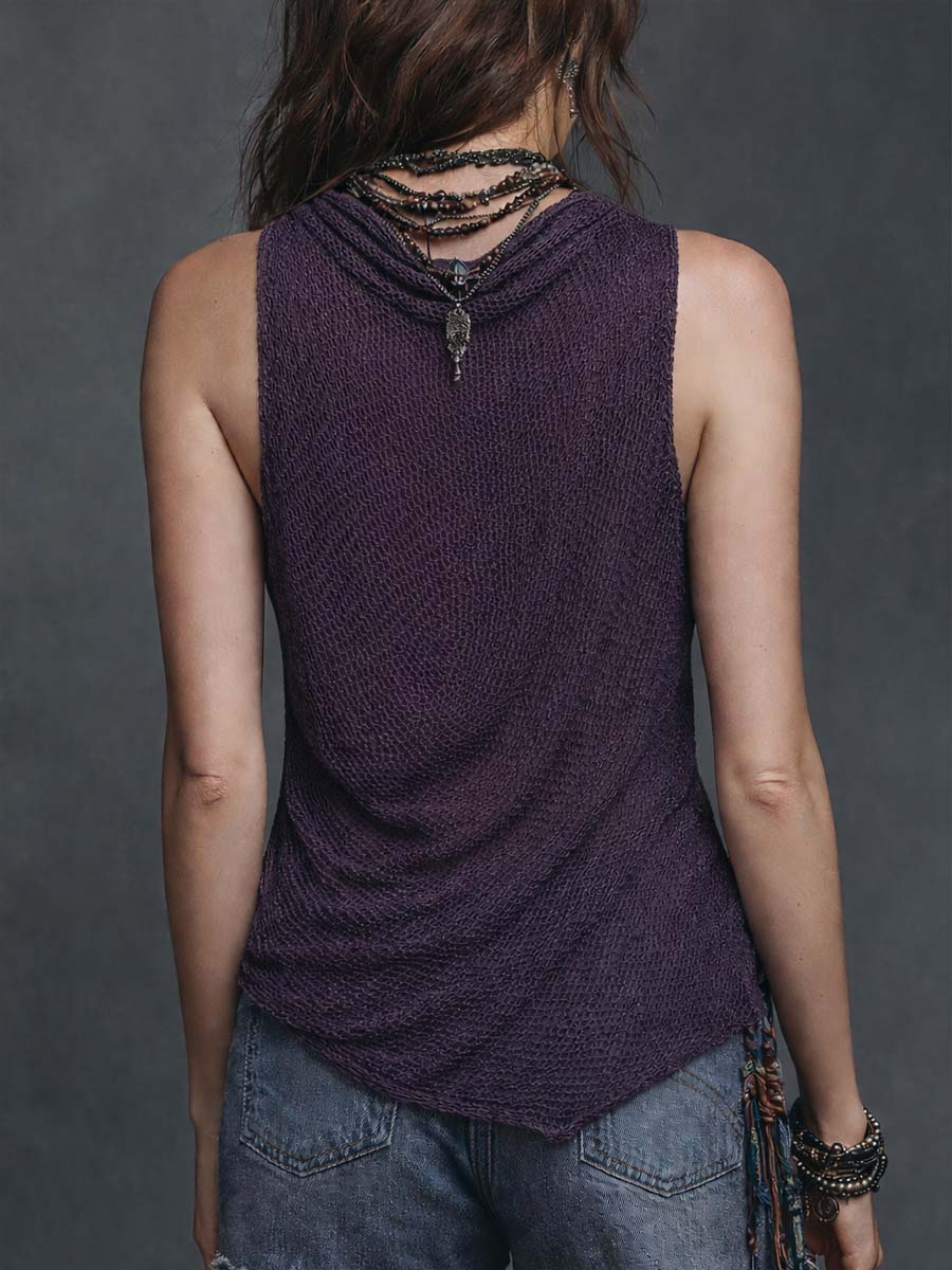 Romantic Boho Asymmetrical Hem Boho Knit Top