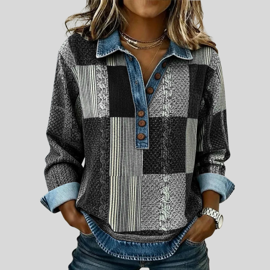 Dieneke | Patchwork Collared Top