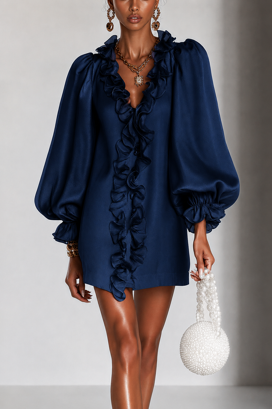 Ottilie | Ruffled Puff-Sleeve Mini Dress