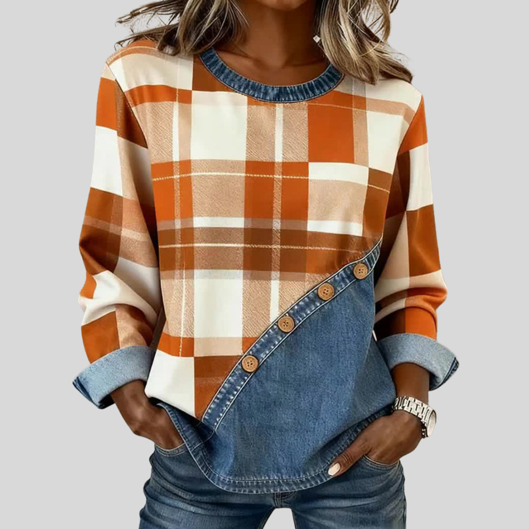 Christina | Plaid Patchwork Top