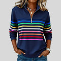 Celine | Colorful Striped Quarter-Zip Sweatshirt