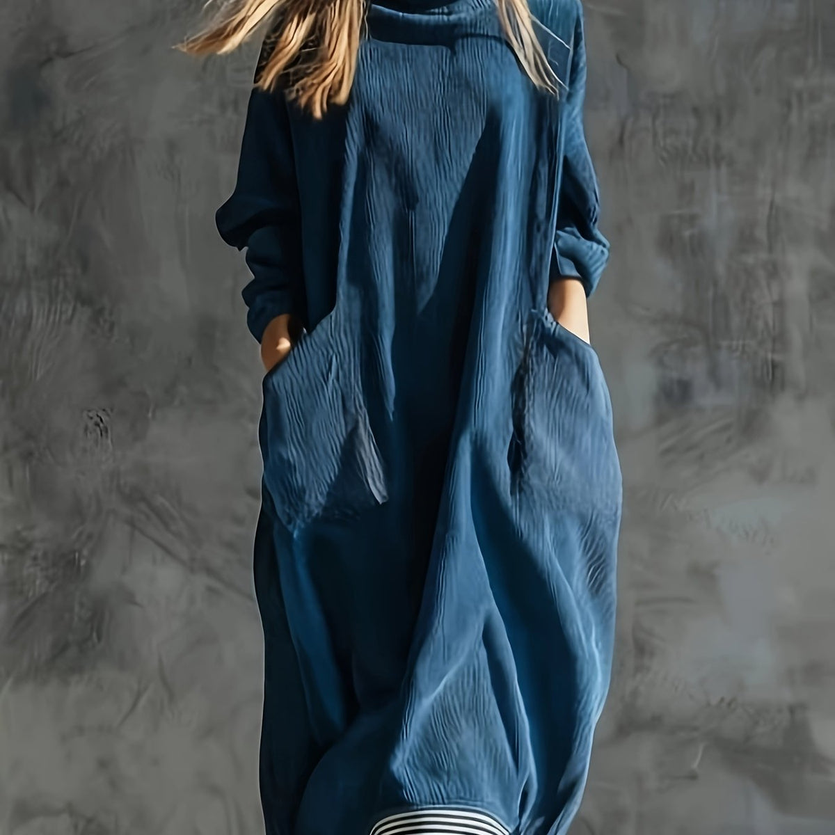 Solene | High-Neck Pocket Midi Dress