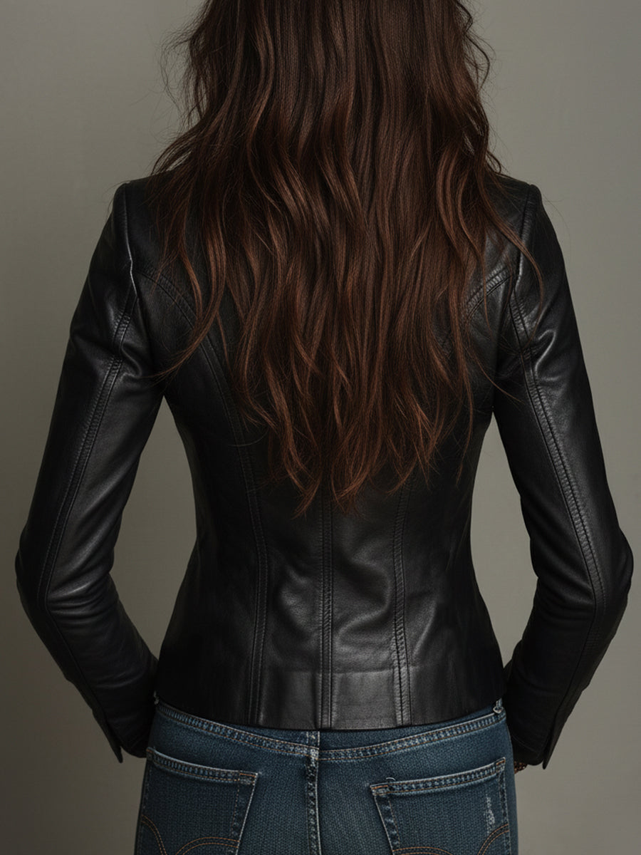 Retro Single-breasted Slim-fit Jacket Made Of Eco-friendly PU Leather