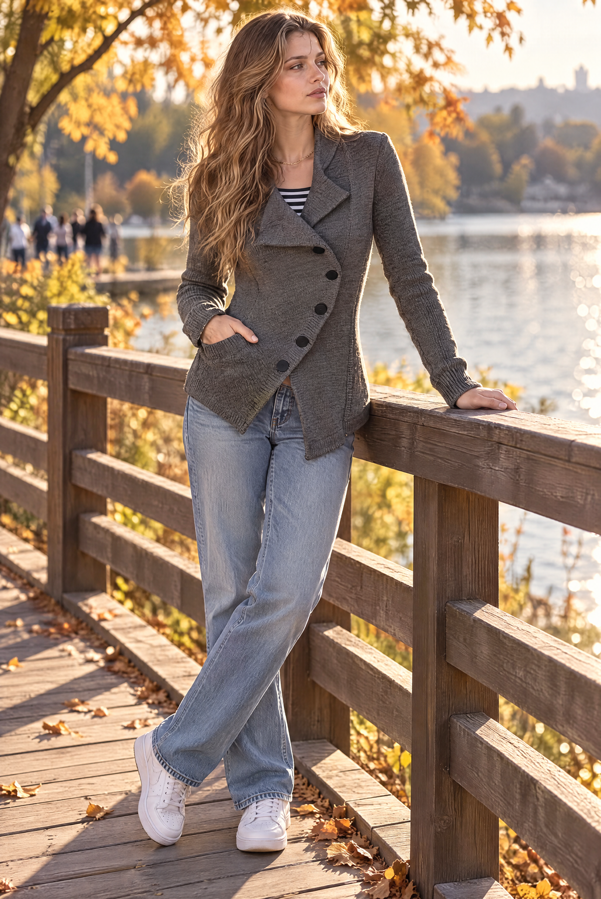 Vintage Asymmetric Button-up Knit Cardigan