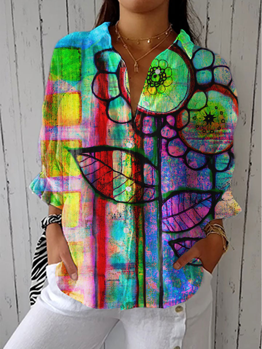 Barbara – Artistic Floral Blouse