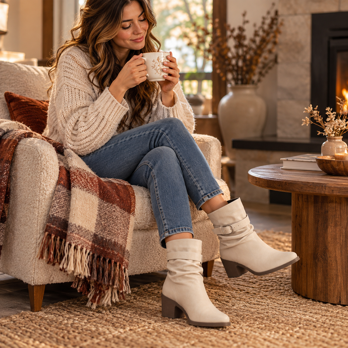 Slouch & Poise – Pointed-Toe Slouch Mid-Calf Boots