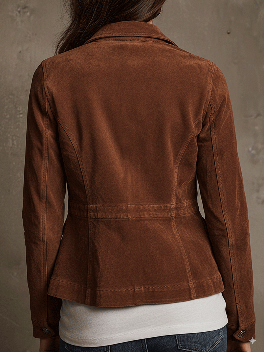 Vintage Brown Suede Utility Jacket