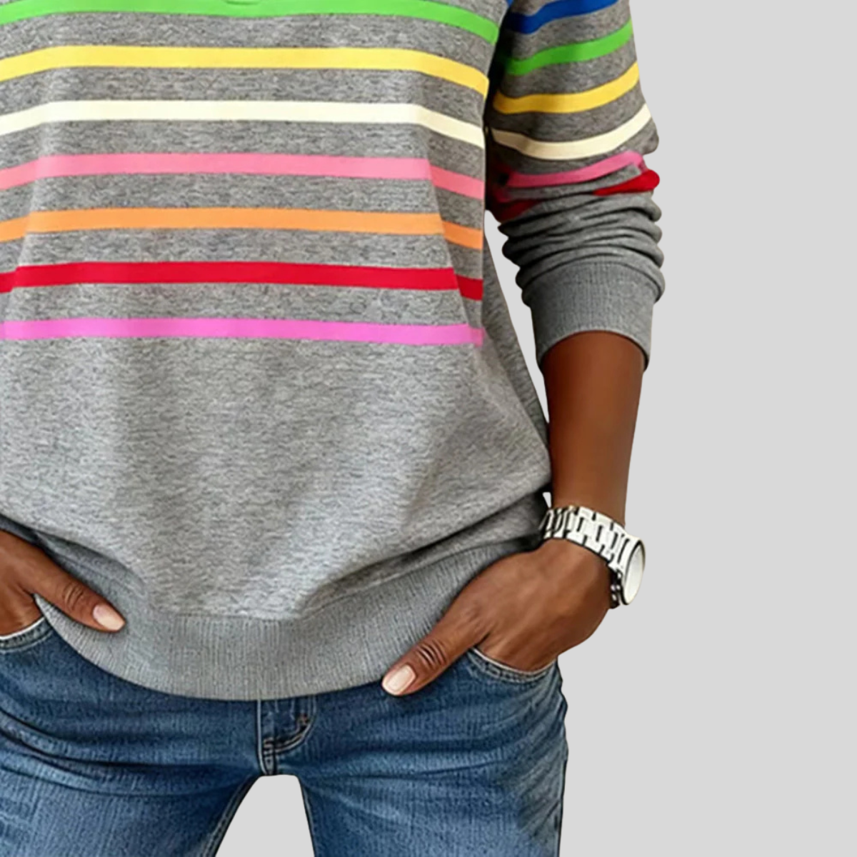 Reinou | Striped Half-Zip Sweatshirt