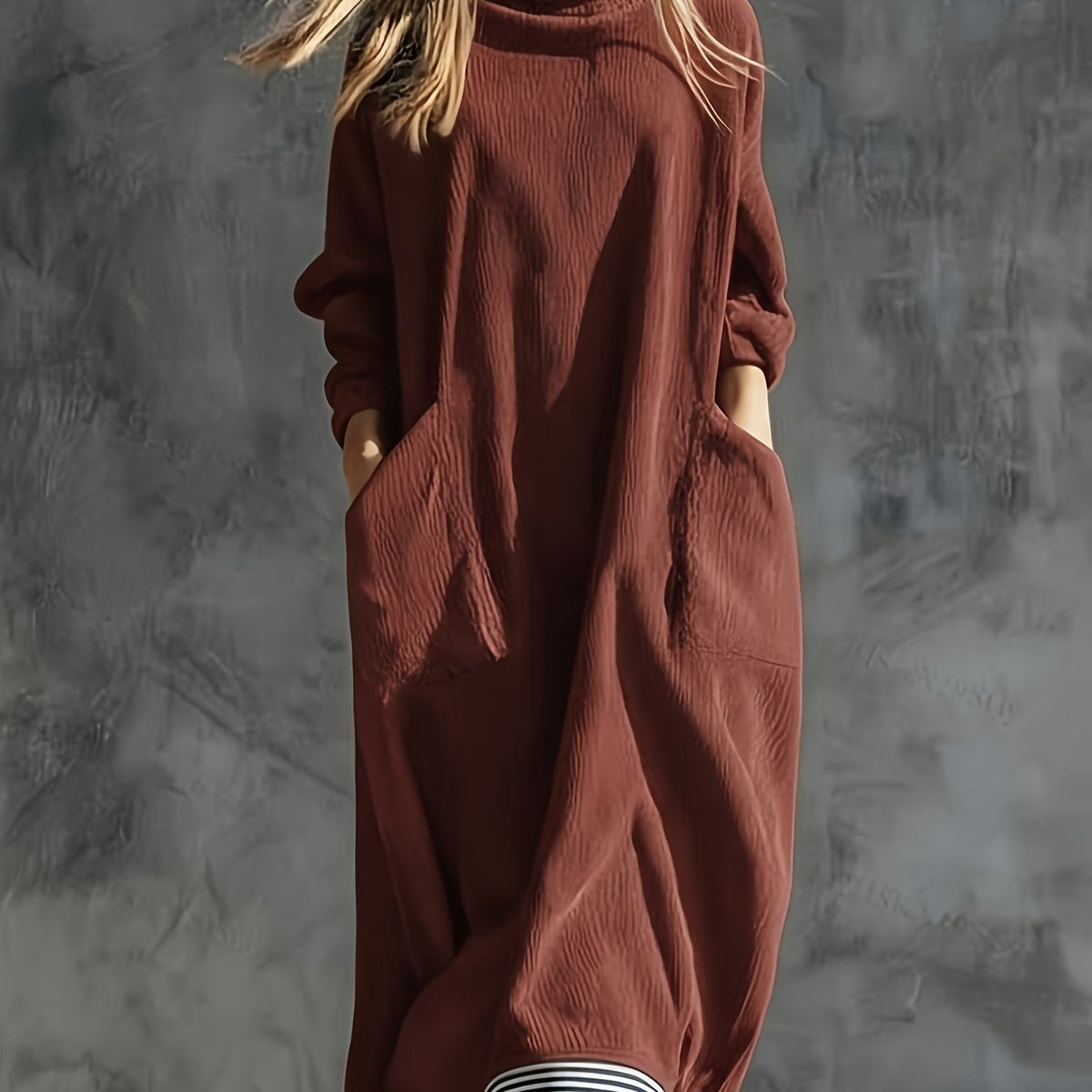 Solene | High-Neck Pocket Midi Dress