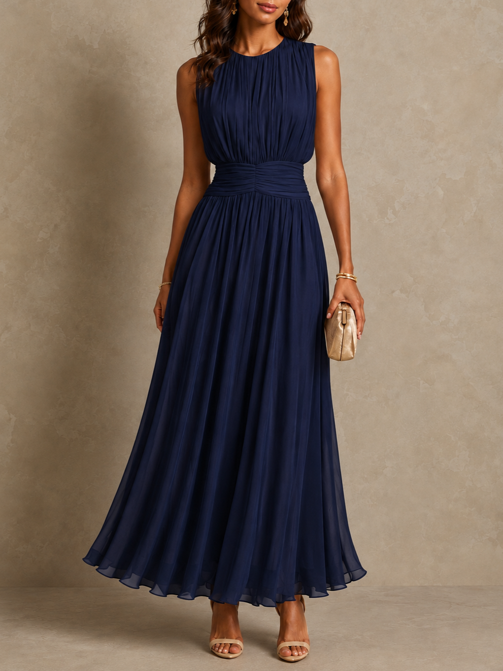 Iselle | Ruched Waist Maxi Dress