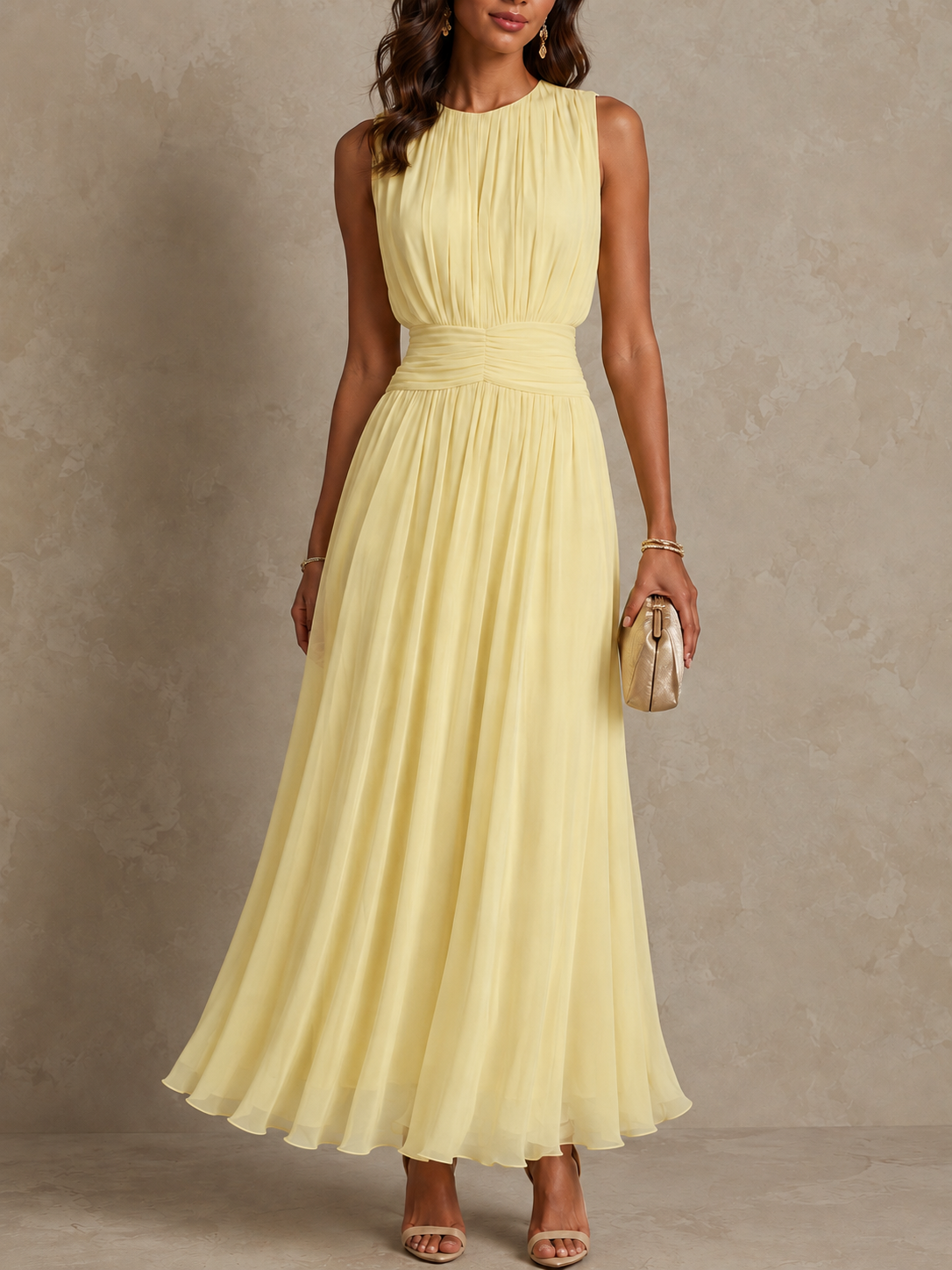 Iselle | Ruched Waist Maxi Dress