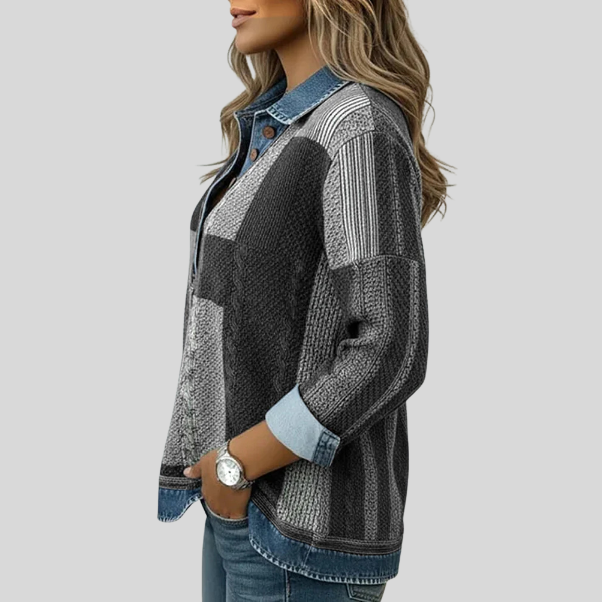 Dieneke | Patchwork Collared Top