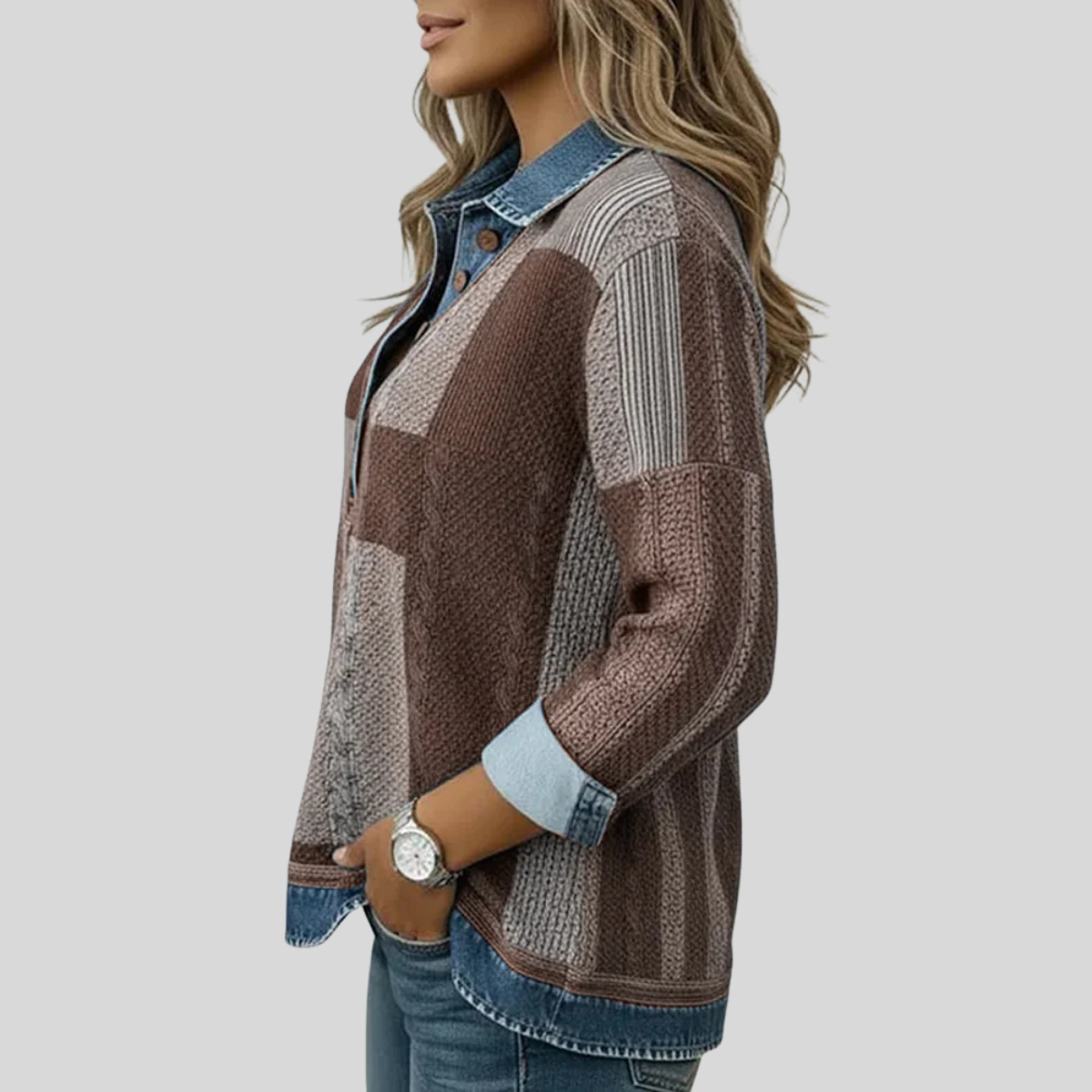 Dieneke | Patchwork Collared Top