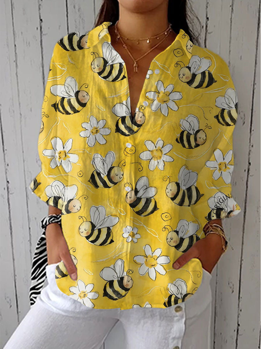 Margaret - Floral Bee Print Blouse