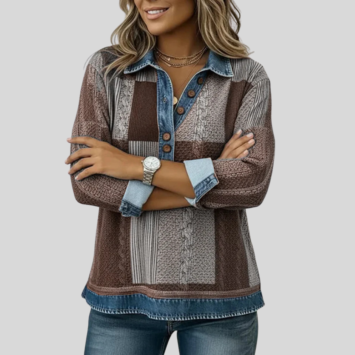 Dieneke | Patchwork Collared Top