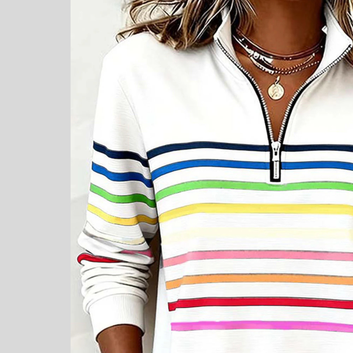 Reinou | Striped Half-Zip Sweatshirt