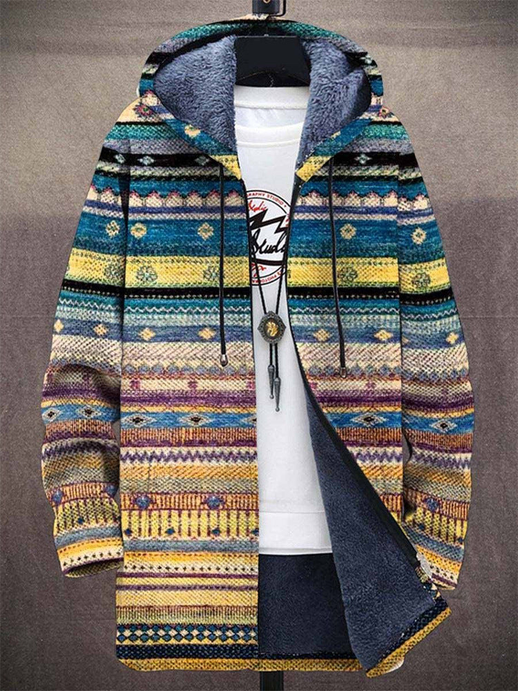 Mies | Boho Stripe Hooded Cardigan