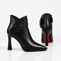 Raina | Leather Buckle Ankle Boots