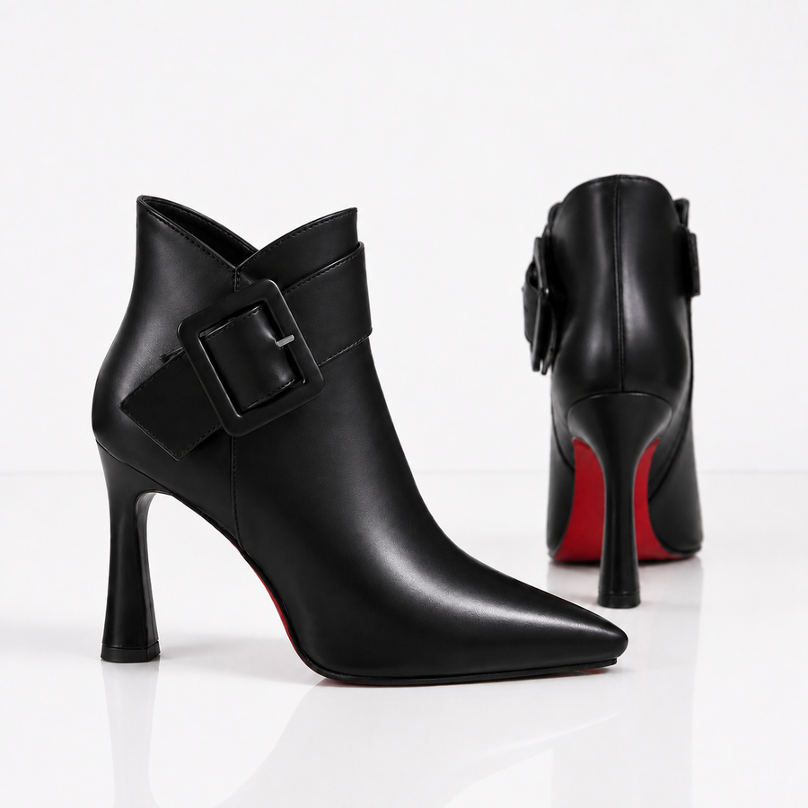 Raina | Leather Buckle Ankle Boots