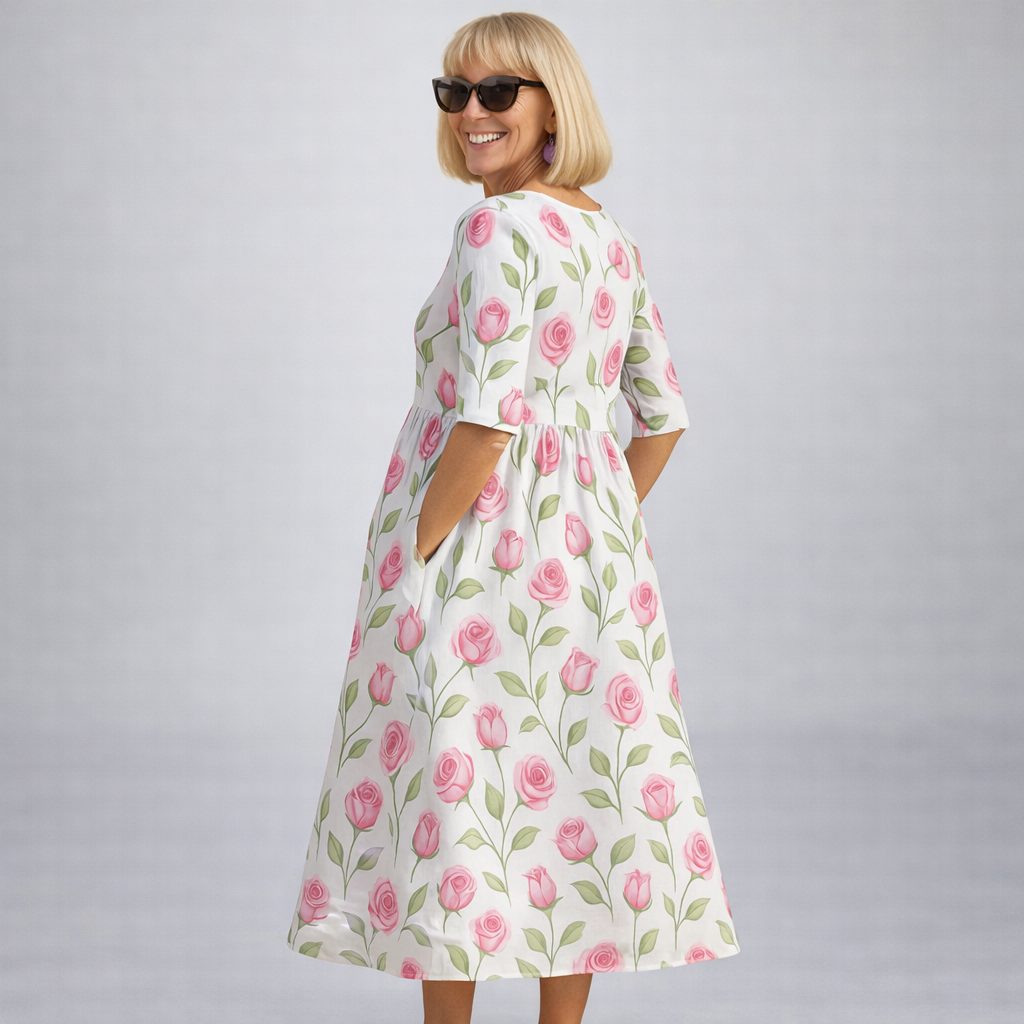 Brittany | Midi Floral Dress with Pockets