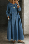 Hazel | Peter Pan Collar Denim Dress